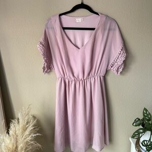 Altar’d State Lace Crochet Trim Mini Dress Spring Easter Mauve Purple Pink Lilac